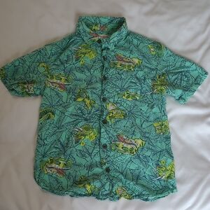 Cat & Jack Green Dinosaur Button Down Shirt